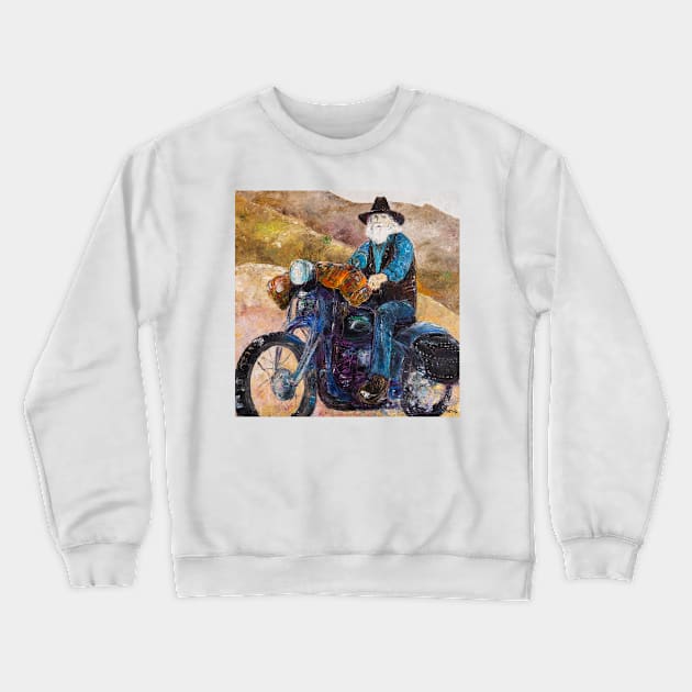 Count Lev Nikolayevich Sets Off On a Motorcycle Trip Across The USA Crewneck Sweatshirt by NataliaShchip